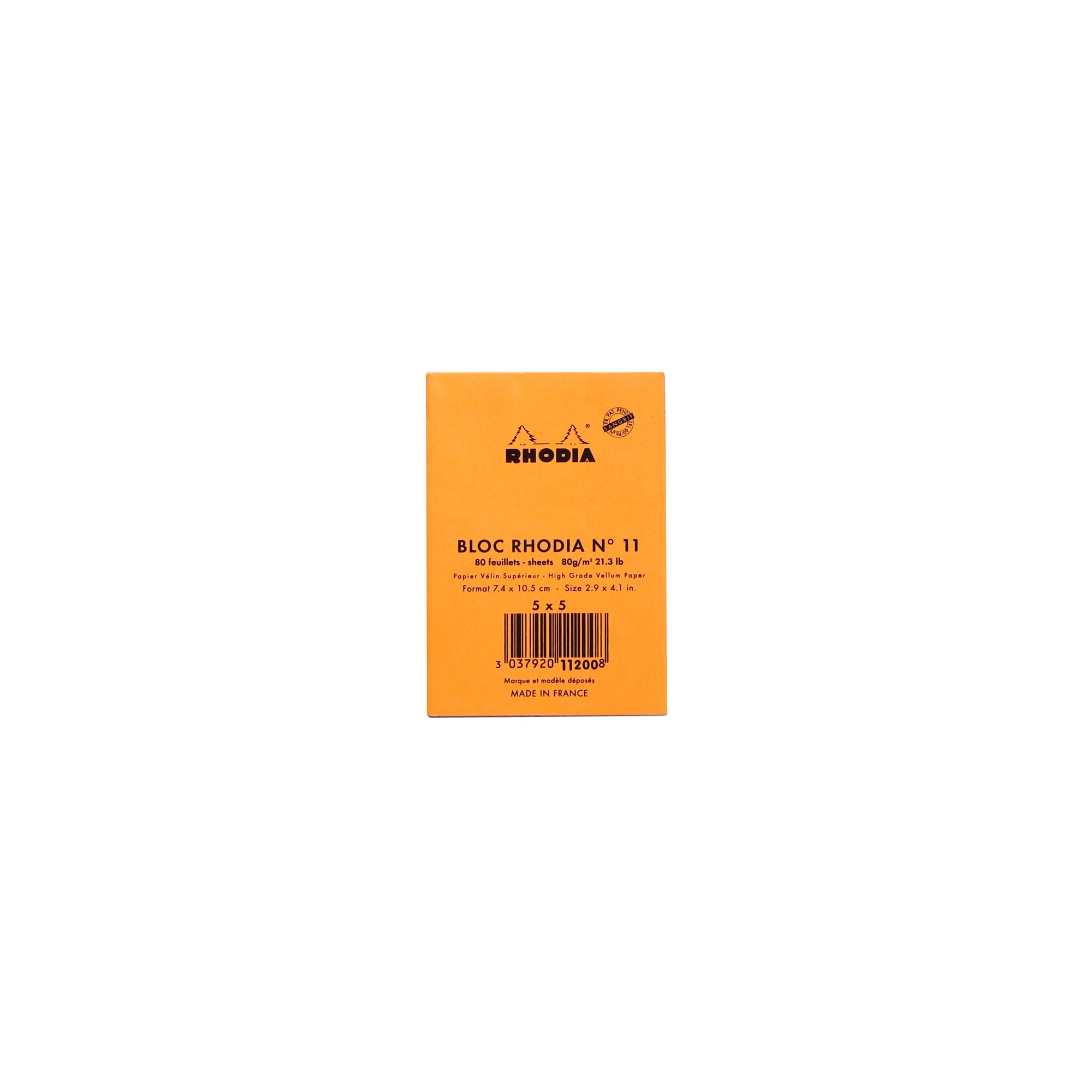 No. 11 Head Stapled Notepad A7 Grid Orange