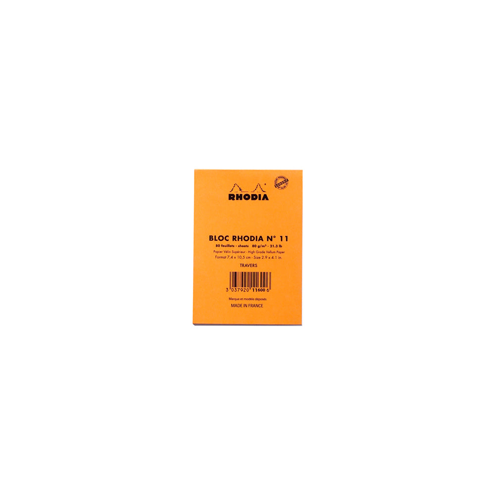No. 11 Head Stapled Notepad A7 Lined Orange