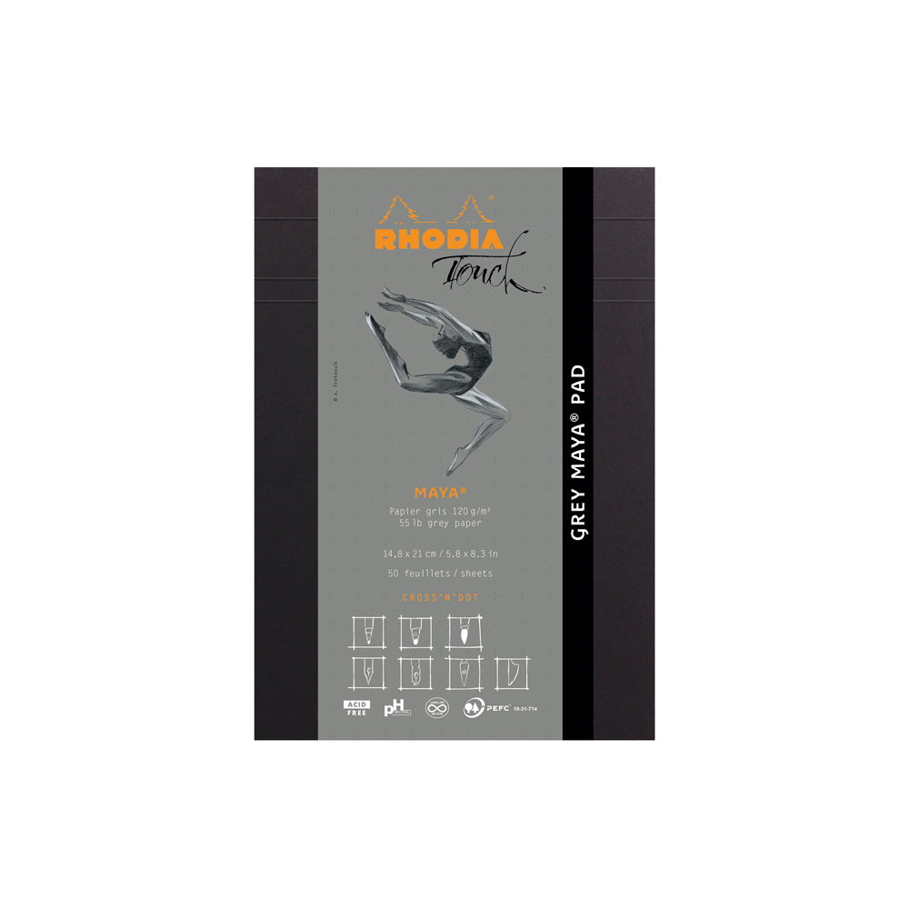 Rhodia Touch Grey Maya Pad A5 Cross 'n' Dot Ruling