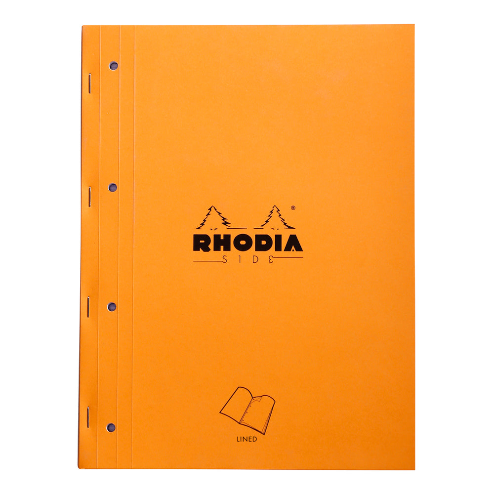 Side Stapled Notepad With 4 Holes A4+ Lined Orange