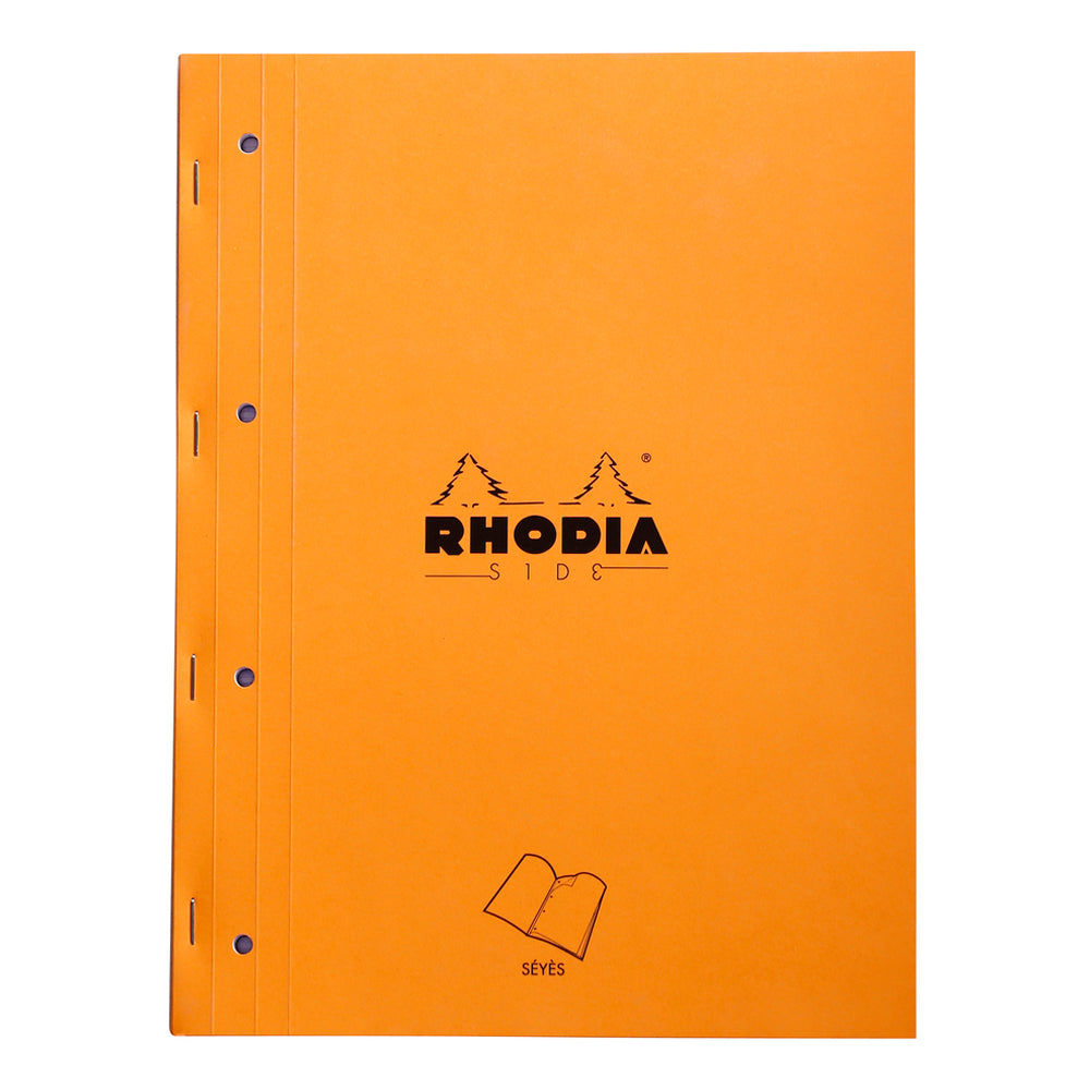Side Stapled Notepad With 4 Holes A4+ Seyes Orange