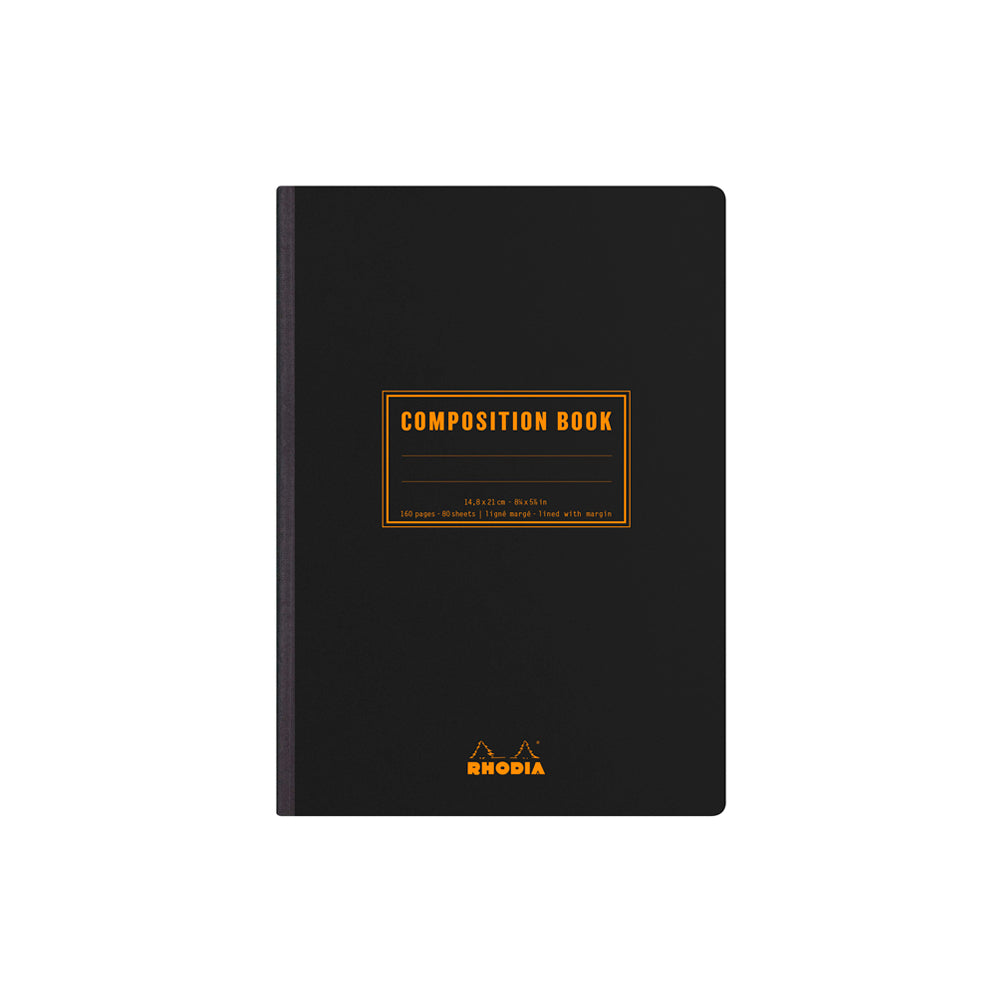 Composition Book A5 Lined with Margin Black