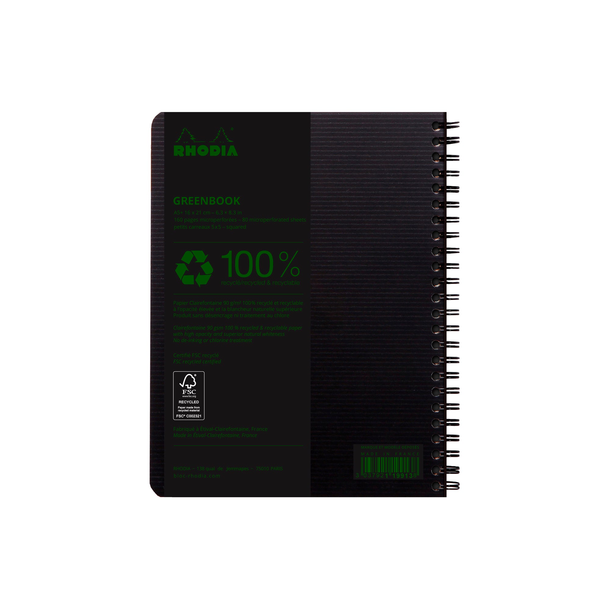 Rhodiactive GreenBook Wirebound A5+ Grid