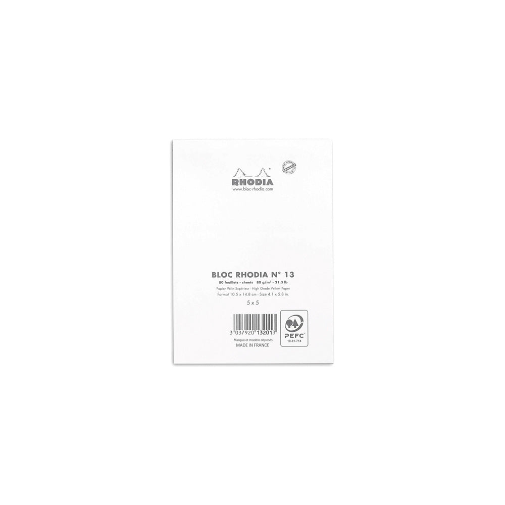 No. 13 Head Stapled Notepad A6 Grid White