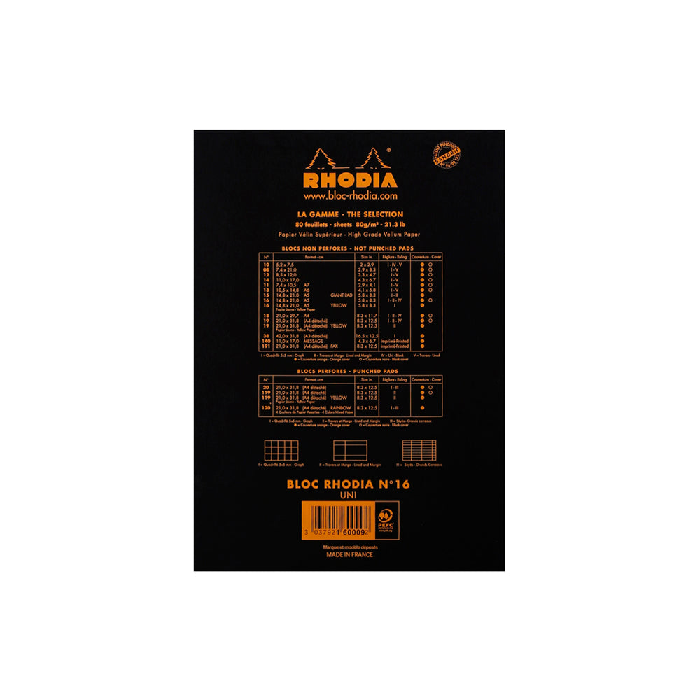 No. 16 Head Stapled Notepad A5 Blank Black