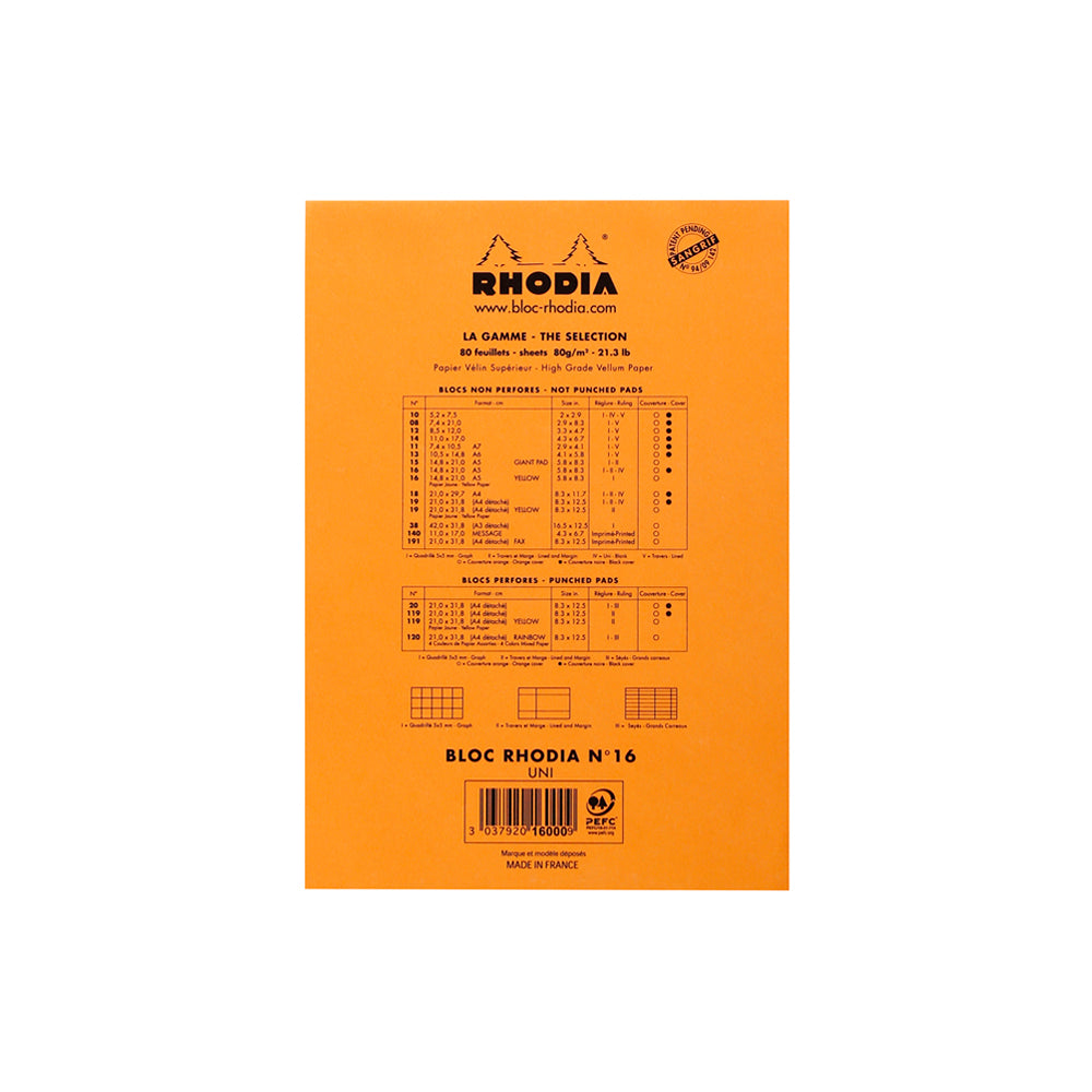 No. 16 Head Stapled Notepad A5 Blank Orange