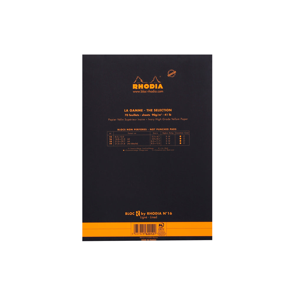 Premium R No. 16 Head Stapled Notepad A5 Lined Black