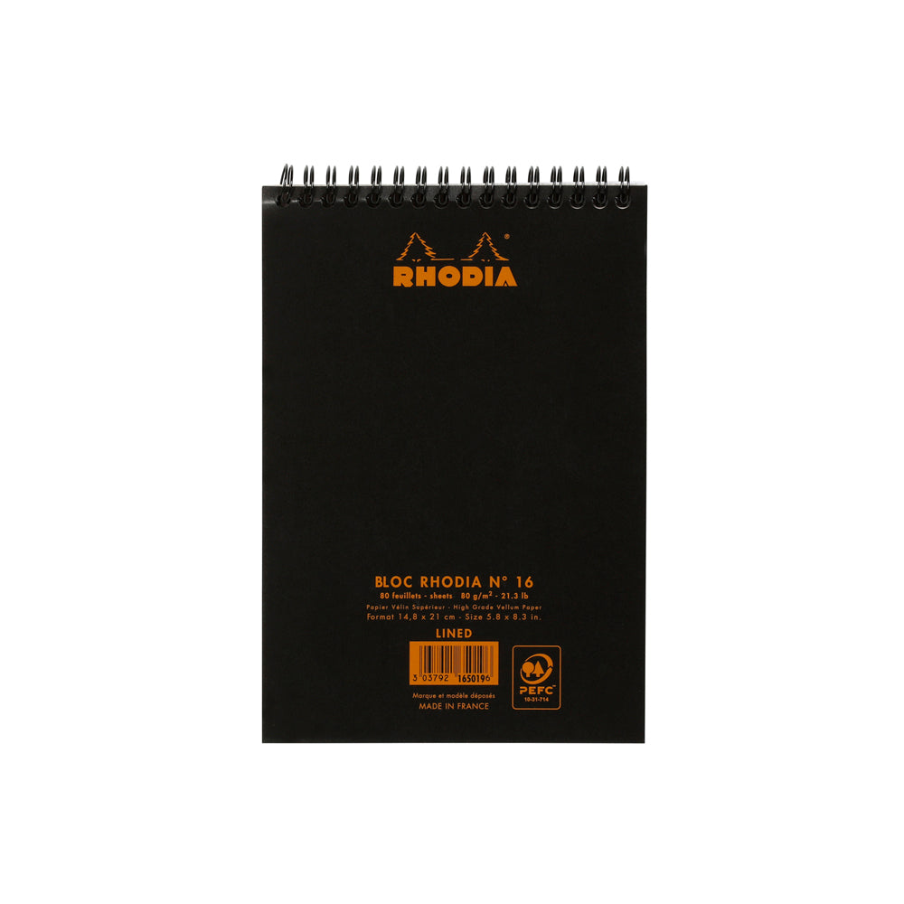 Wirebound Notepad A5 Lined Black