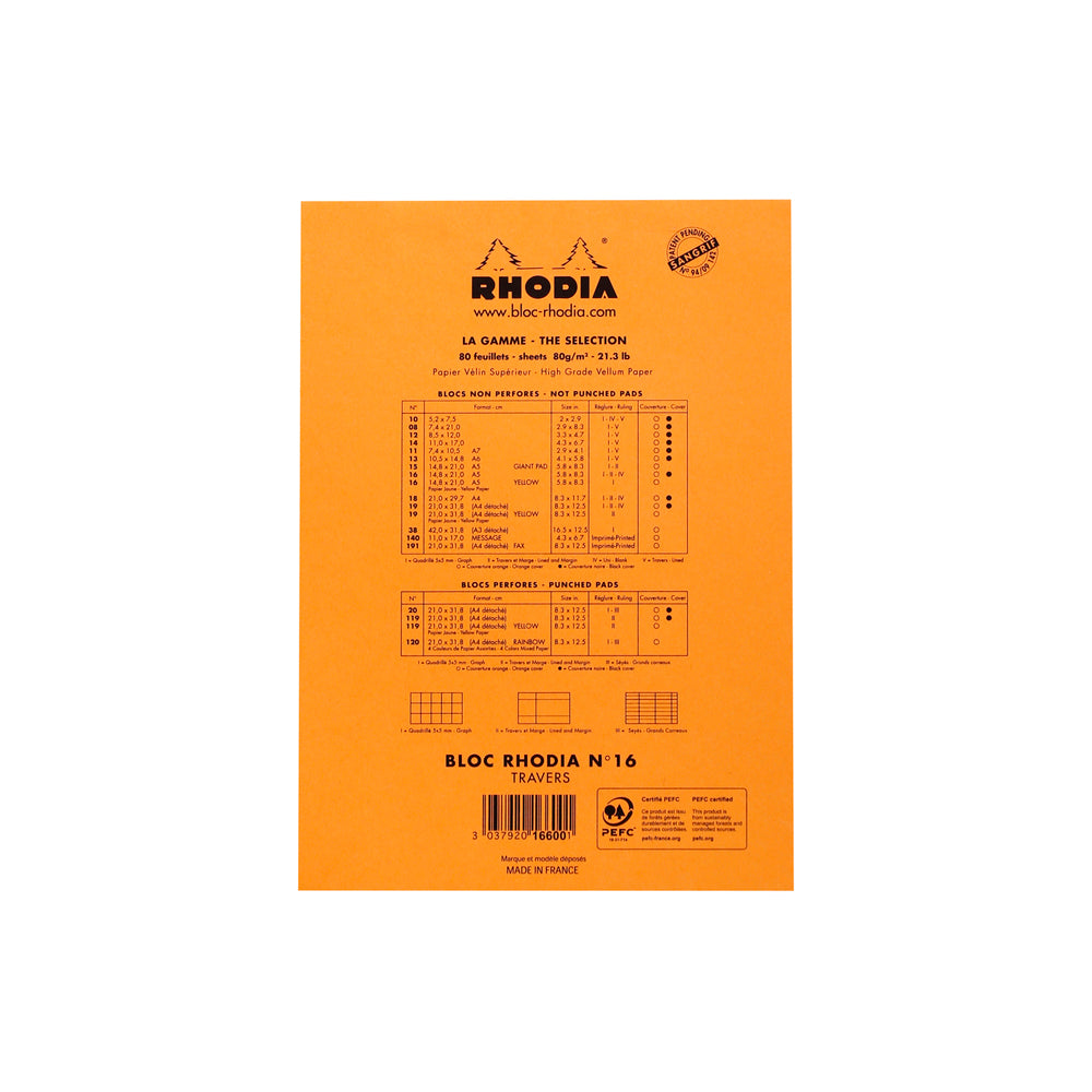 No. 16 Head Stapled Notepad A5 Lined with Margin Orange