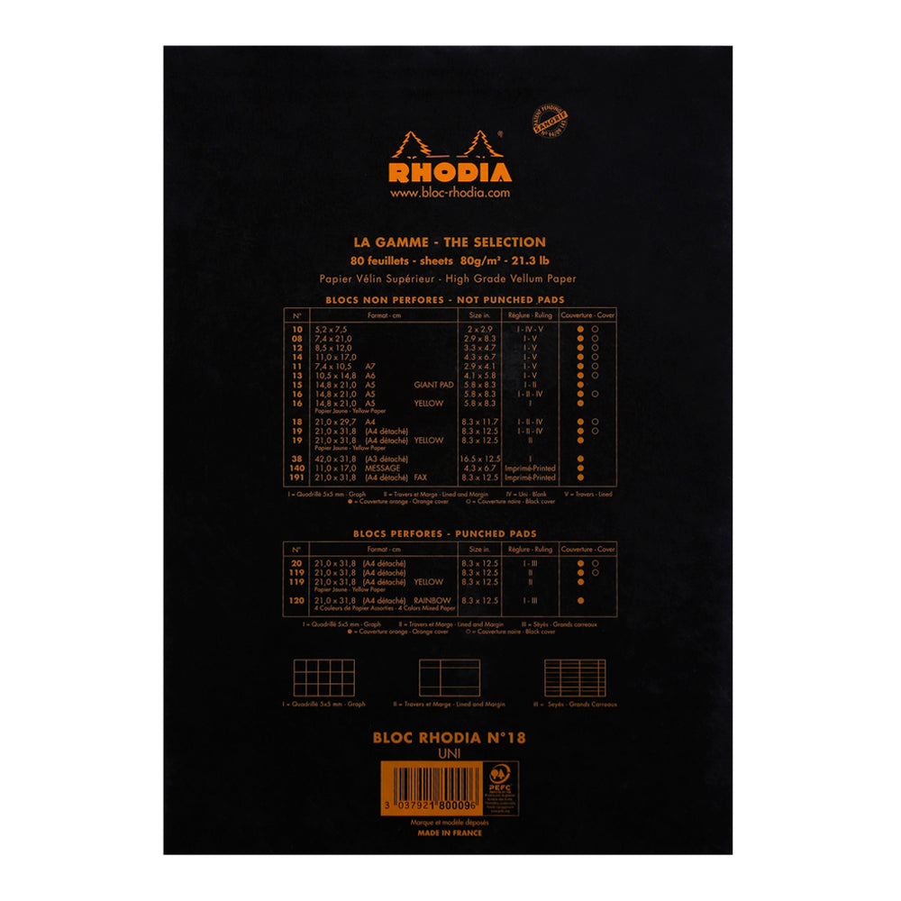 No. 18 Head Stapled Notepad A4 Blank Black
