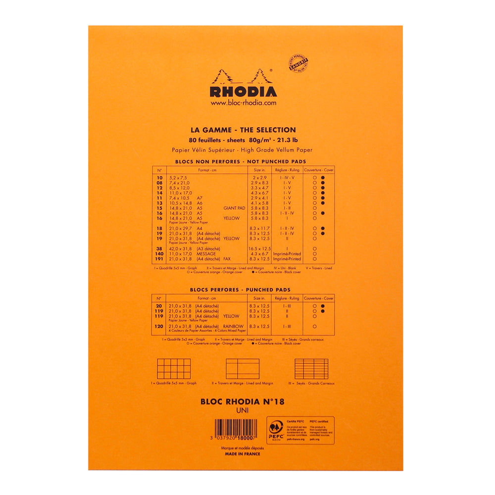 No. 18 Head Stapled Notepad A4 Blank Orange