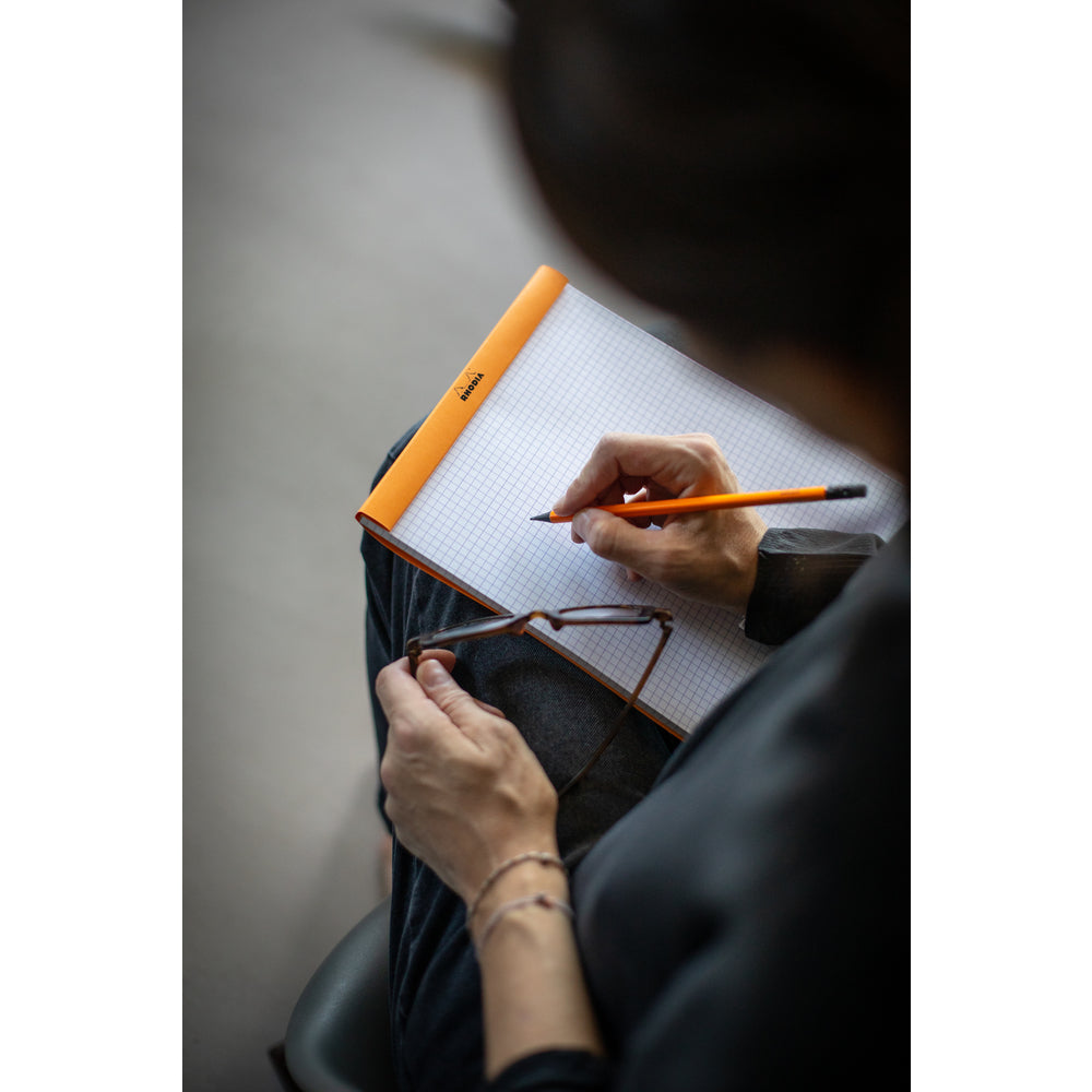 No. 18 Head Stapled Notepad A4 Grid Orange