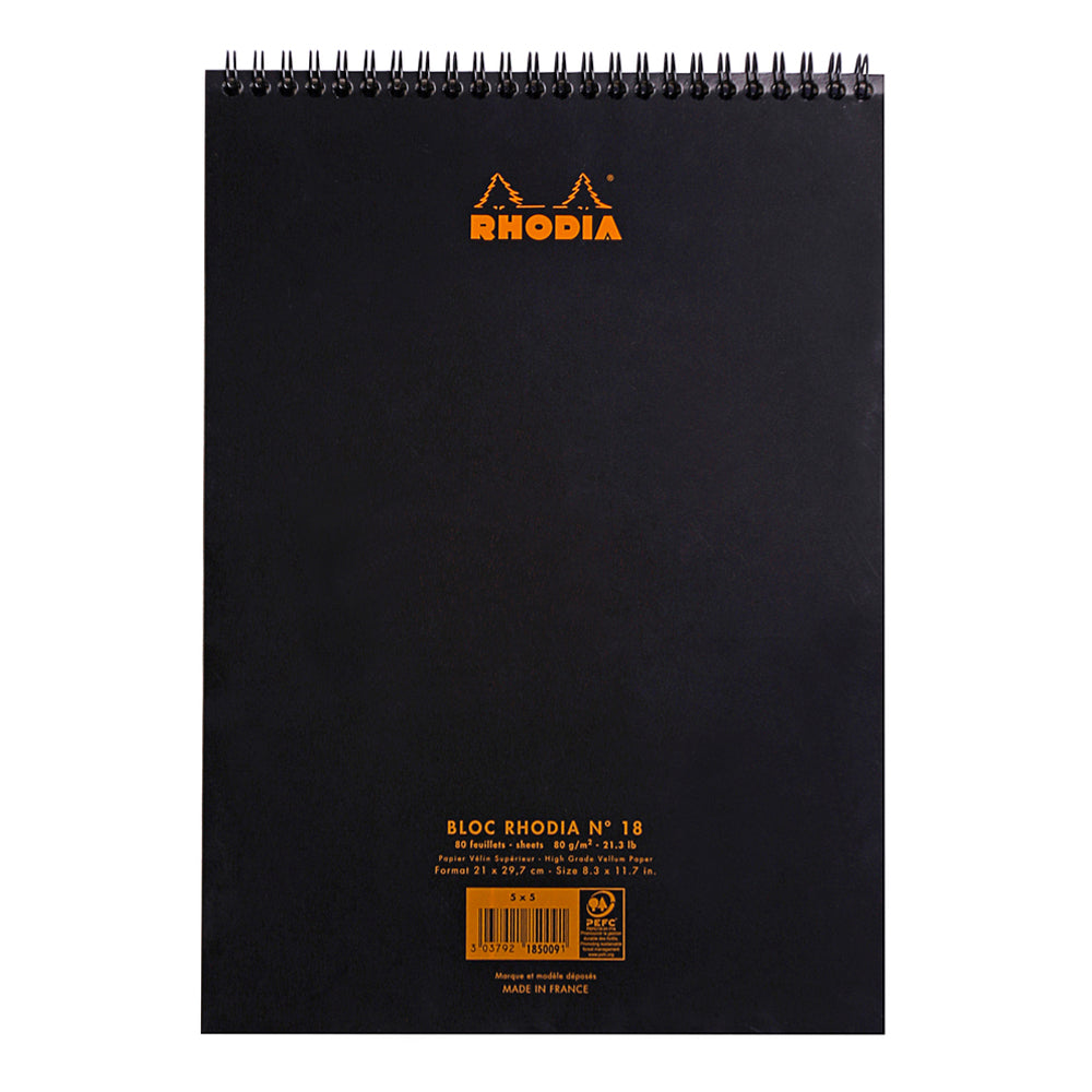 Wirebound Notepad A4 Lined Black