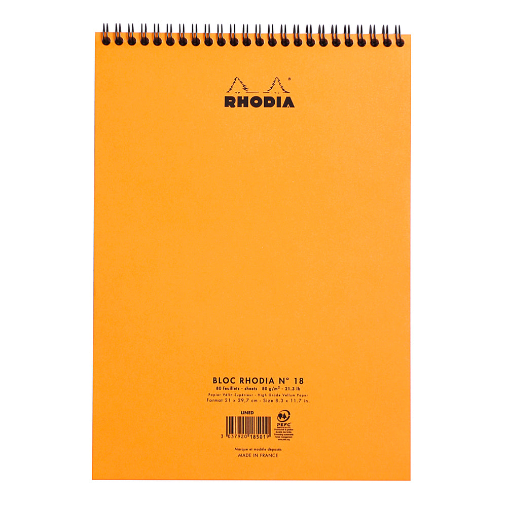 Wirebound Notepad A4 Lined Orange