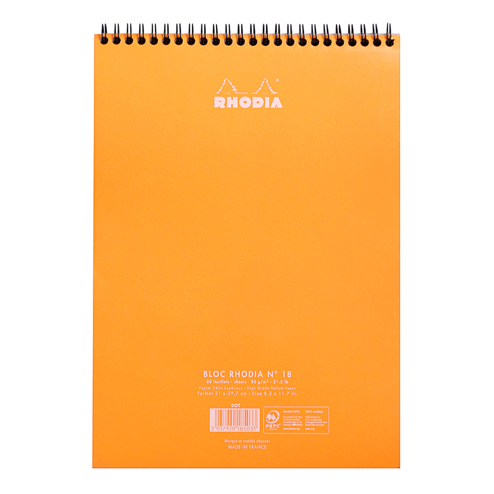 Wirebound Notepad A4 Dot Grid Orange