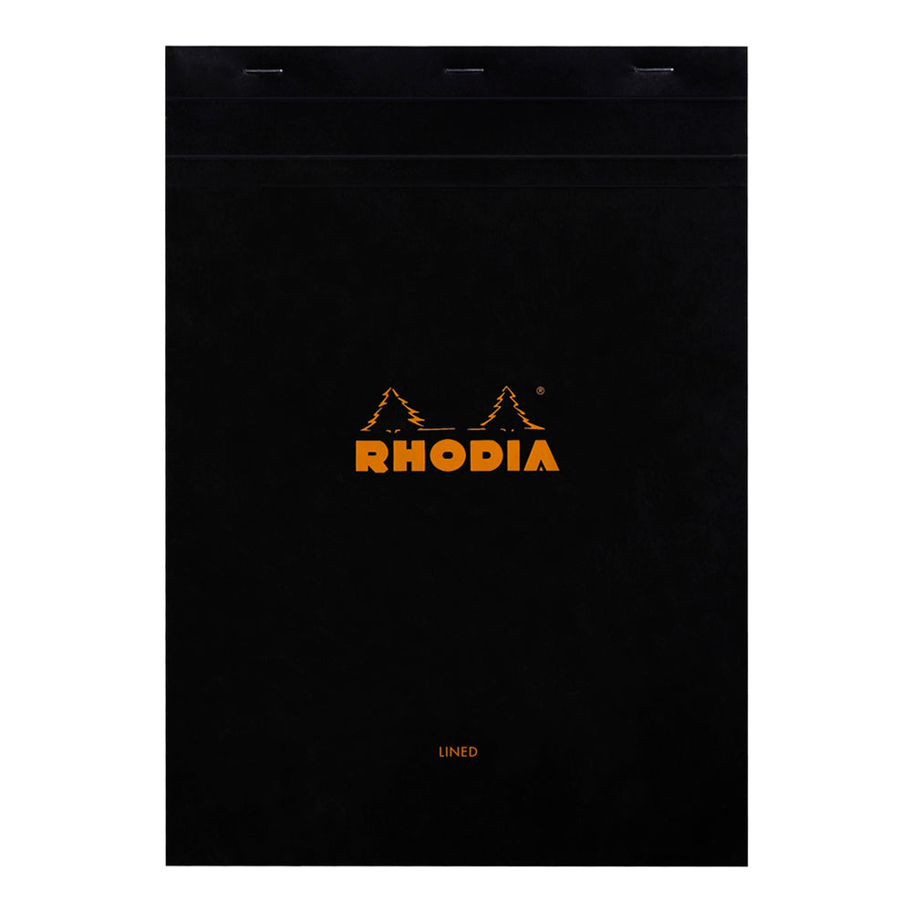 No. 18 Head Stapled Notepad A4 Lined with Margin Black