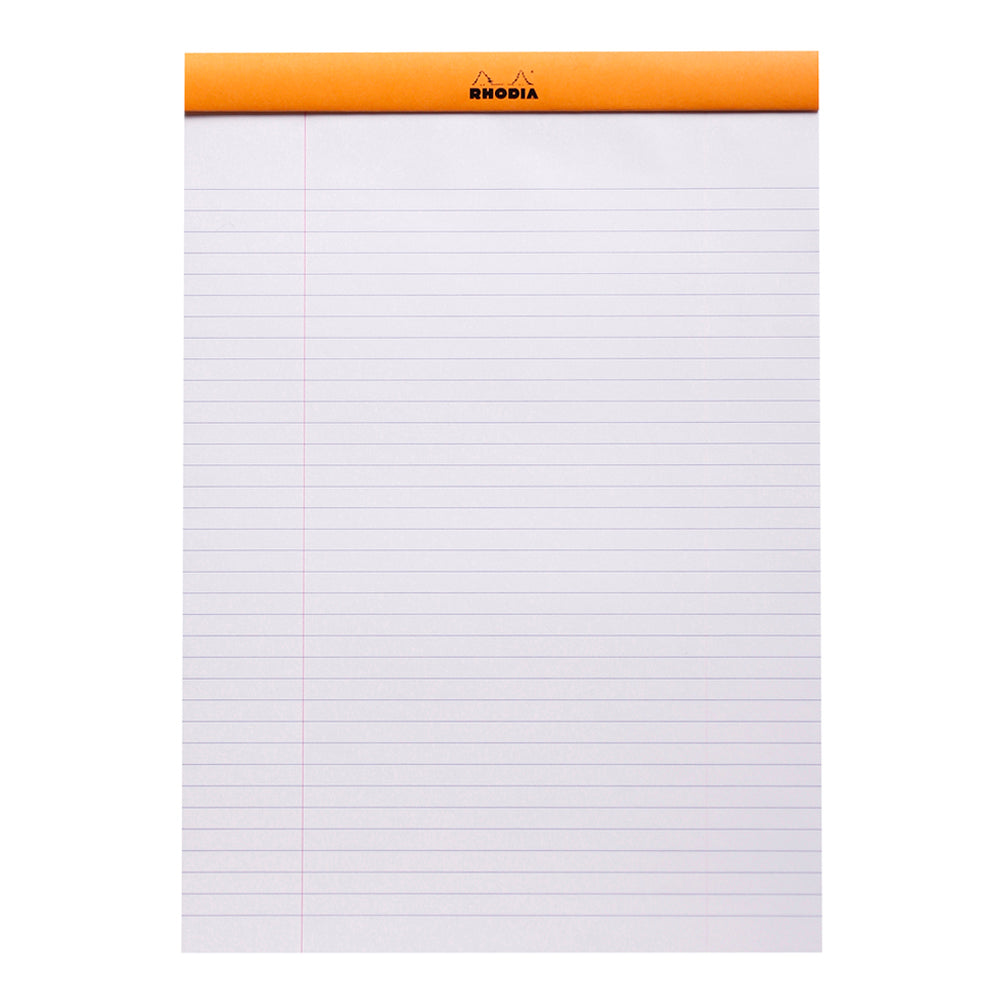 No. 18 Head Stapled Notepad A4 Lined with Margin Orange