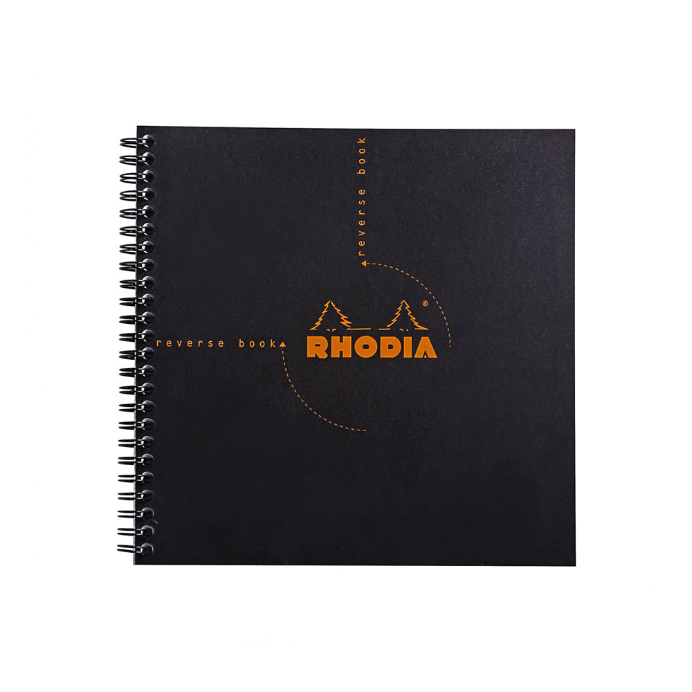 Reverse Book Wirebound 2-in-1 Notepad & Notebook 21cm x 21cm Grid Black