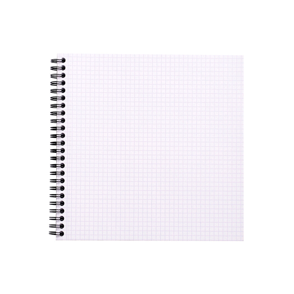 Reverse Book Wirebound 2-in-1 Notepad & Notebook 21cm x 21cm Grid Black