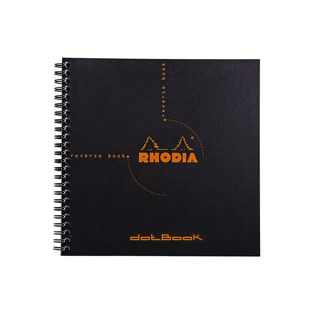 Reverse Book Wirebound 2-in-1 Notepad & Notebook 21cm x 21cm Dot Grid Black