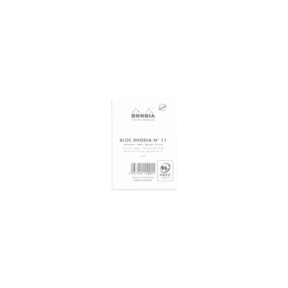 No. 11 Head Stapled Notepad A7 Grid White
