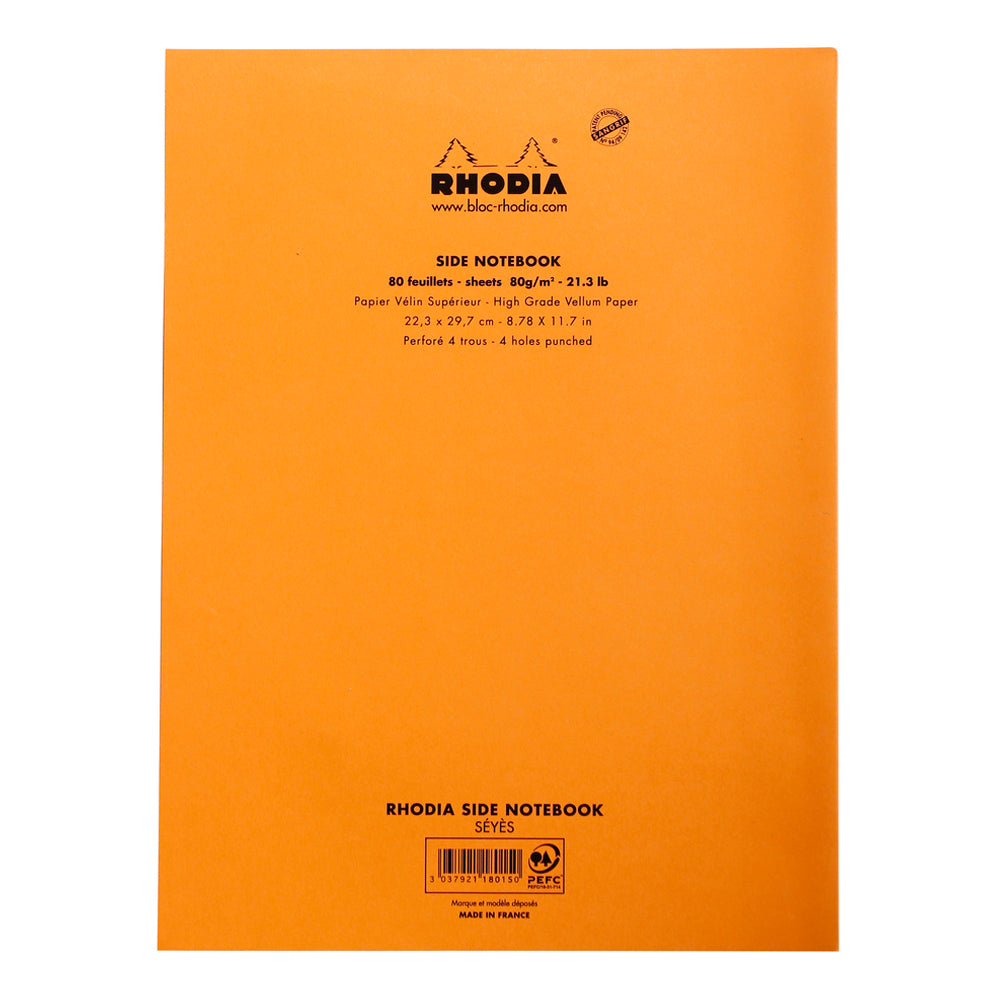 Side Stapled Notepad With 4 Holes A4+ Seyes Orange