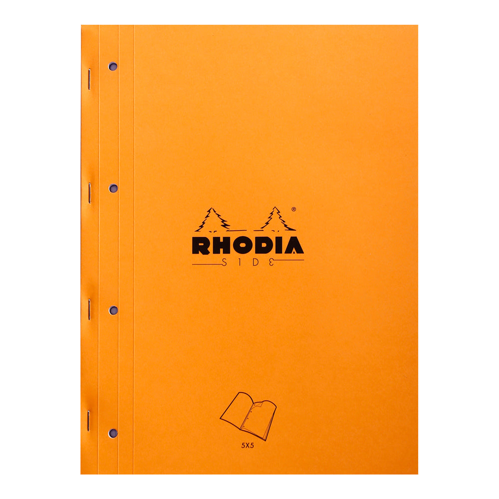 Side Stapled Notepad With 4 Holes A4+ Grid Orange