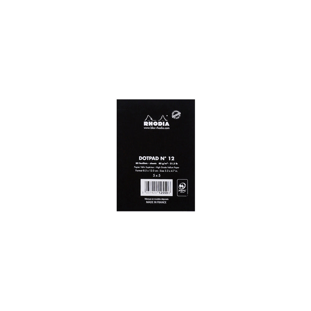 No. 12 Head Stapled Notepad Pocket Dot Grid Black
