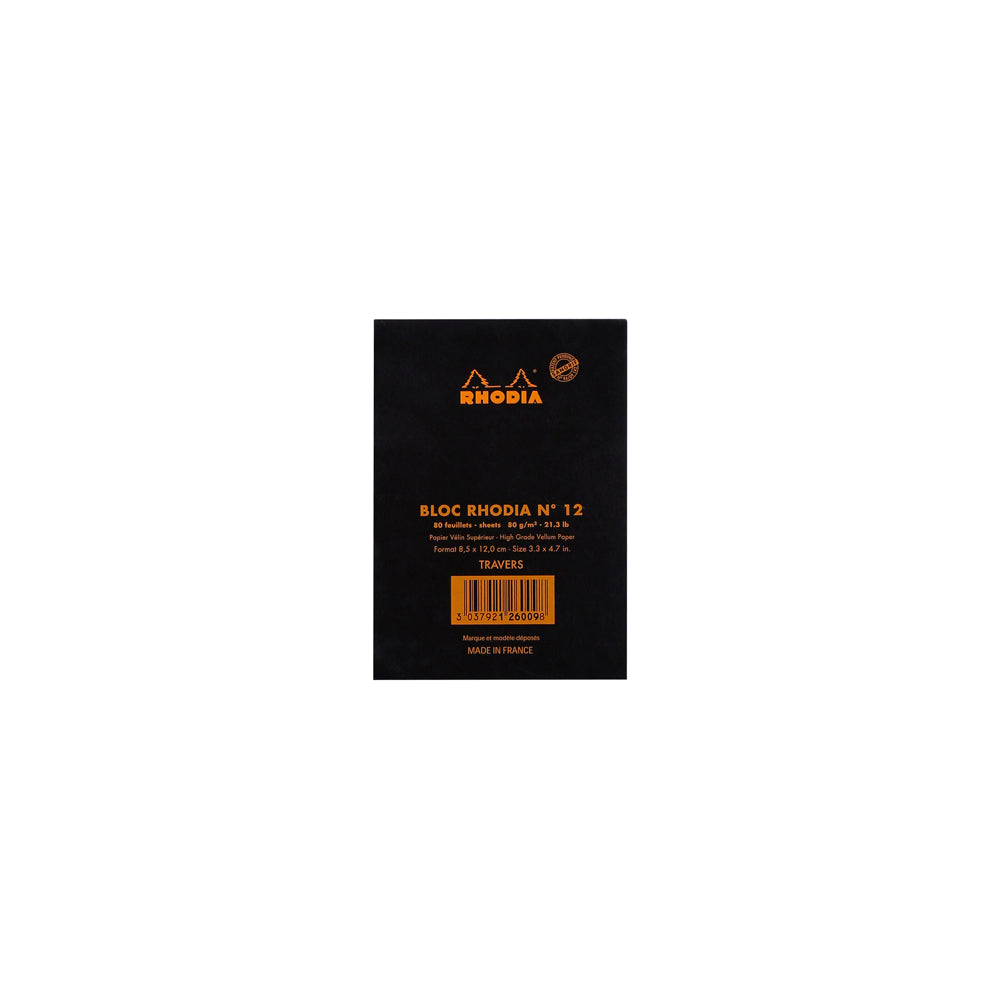 No. 12 Head Stapled Notepad Pocket Lined Black