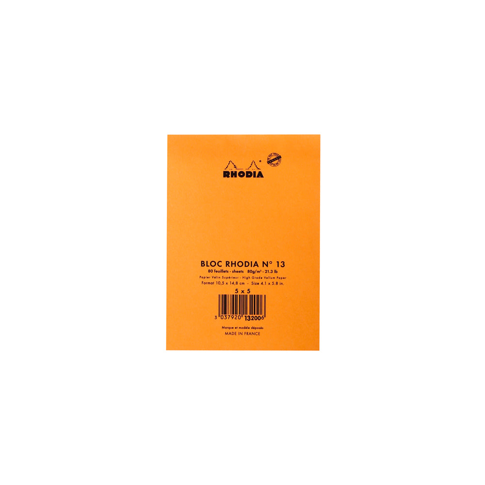 No. 13 Head Stapled Notepad A6 Grid Orange