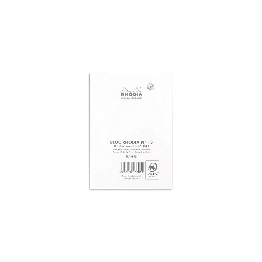 No. 13 Head Stapled Notepad A6 Lined White