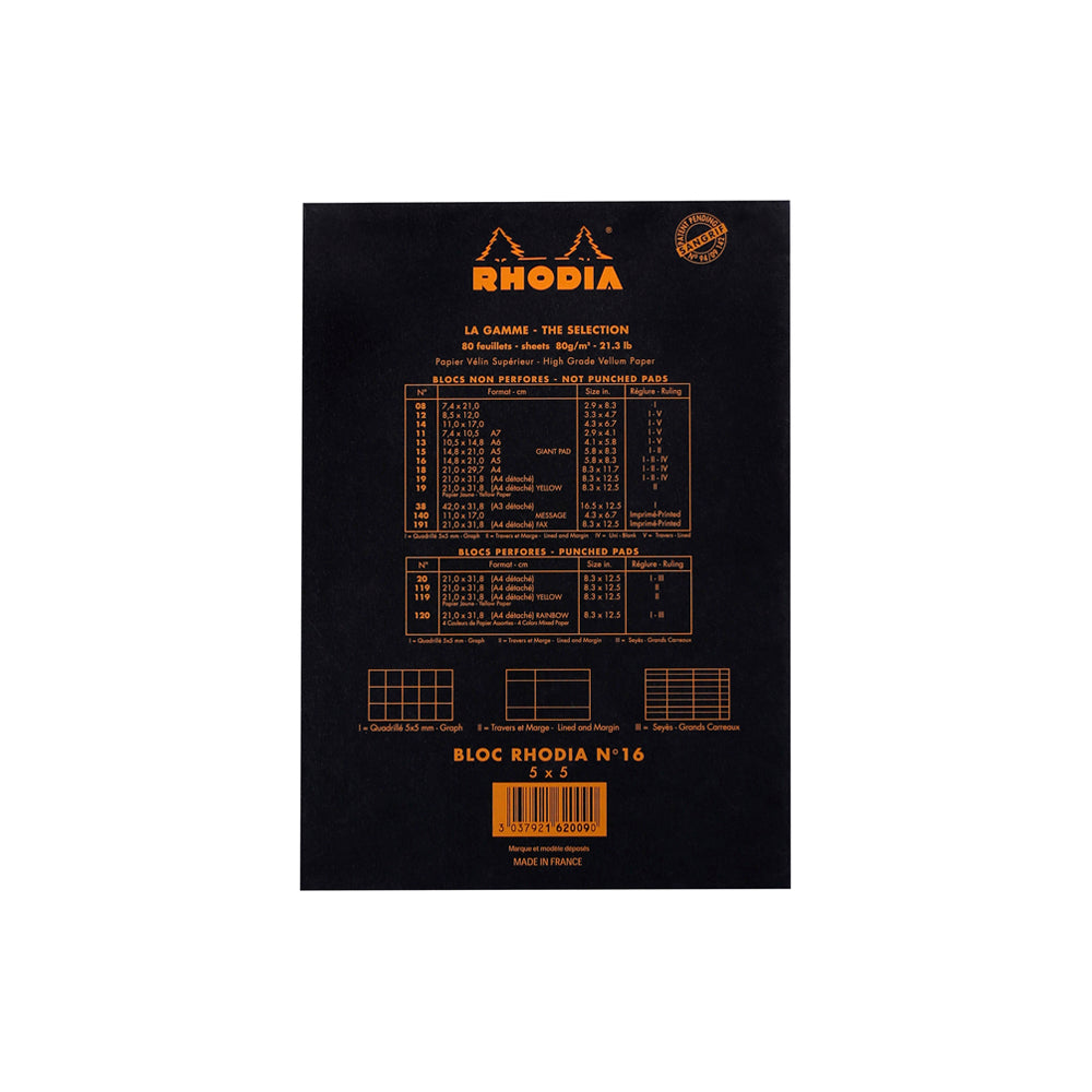 No. 16 Head Stapled Notepad A5 Grid Black