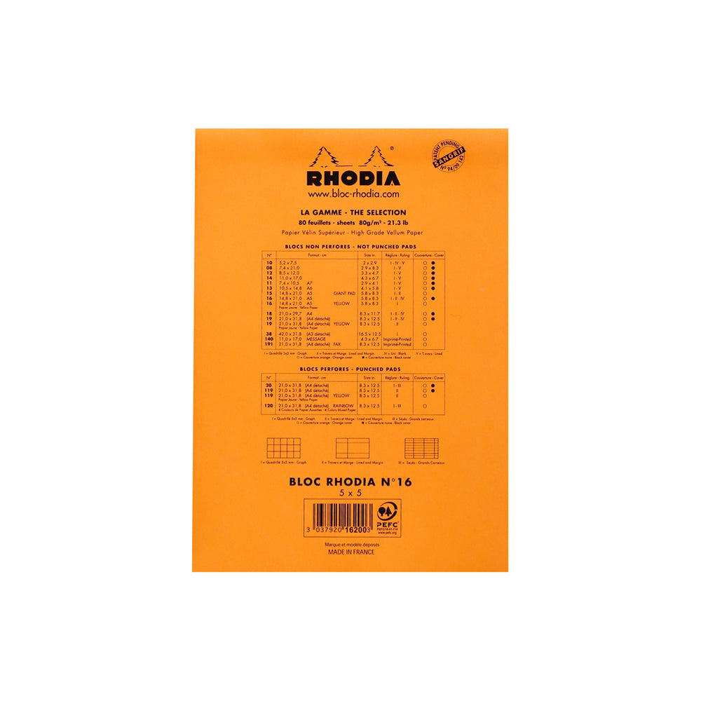 No. 16 Head Stapled Notepad A5 Grid Orange