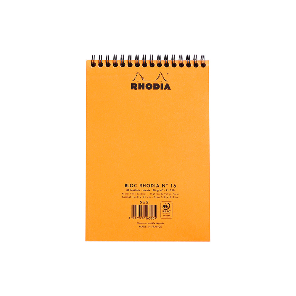 Wirebound Notepad A5 Grid Orange