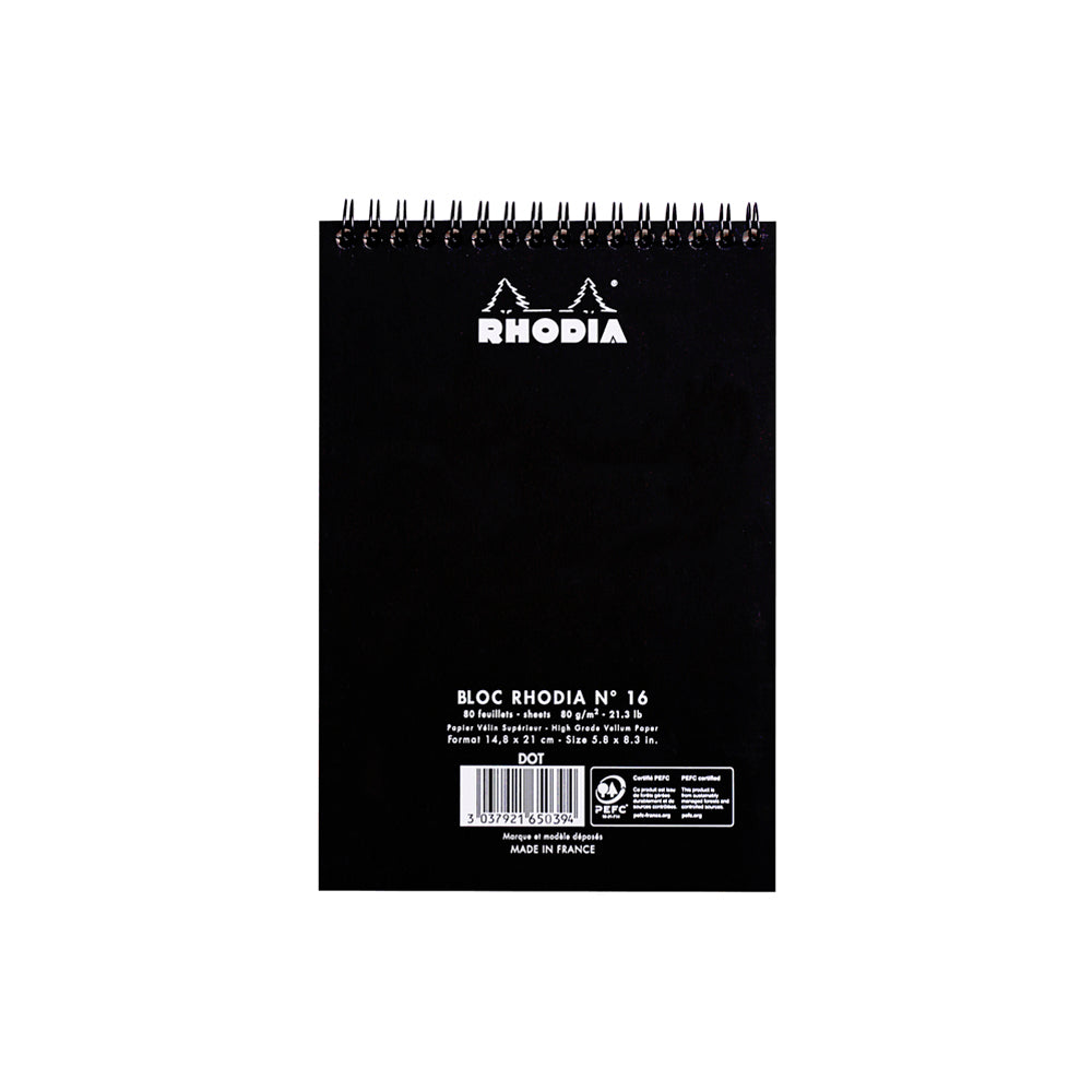 Wirebound Notepad A5 Dot Grid Black