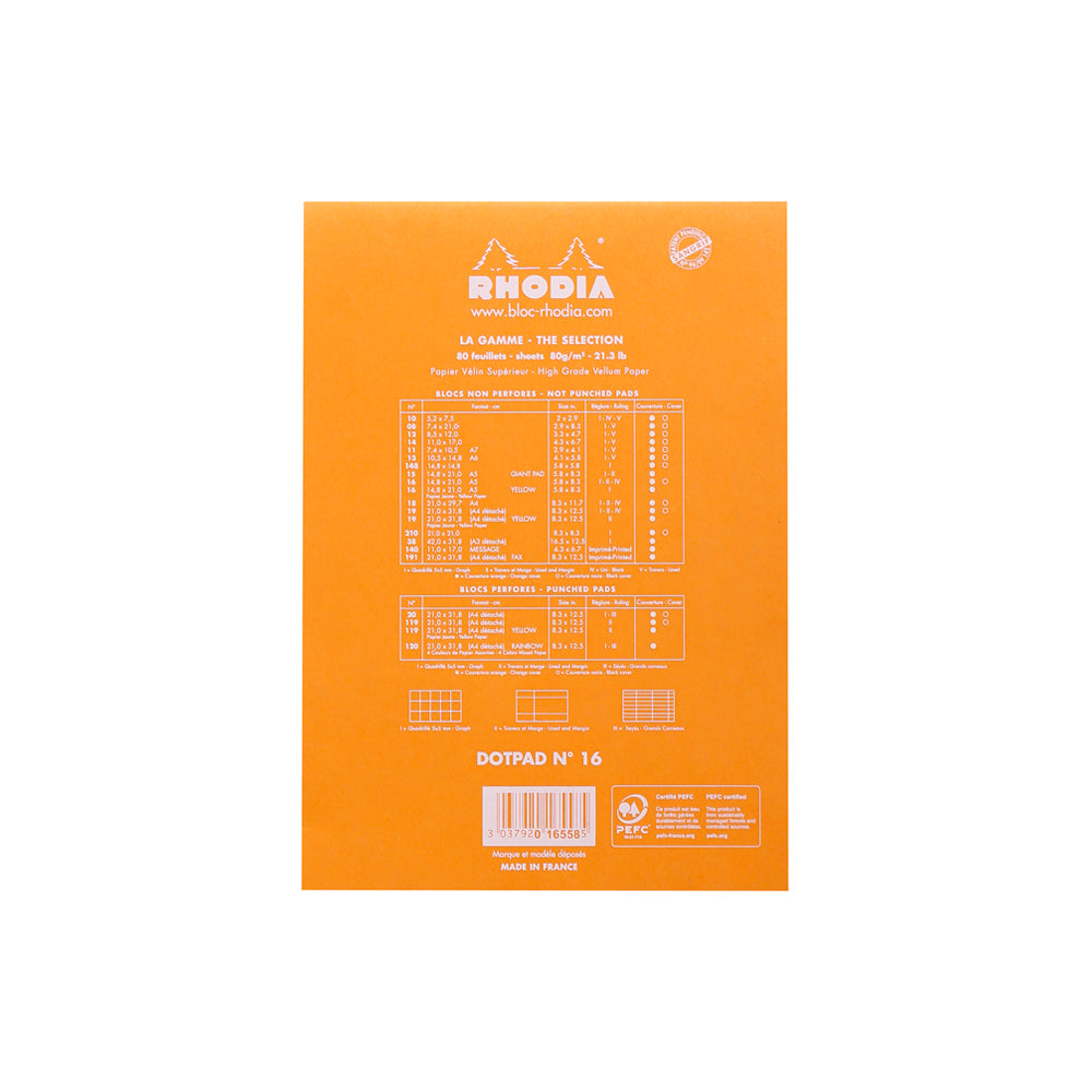 No. 16 Head Stapled Notepad A5 Dot Grid Orange