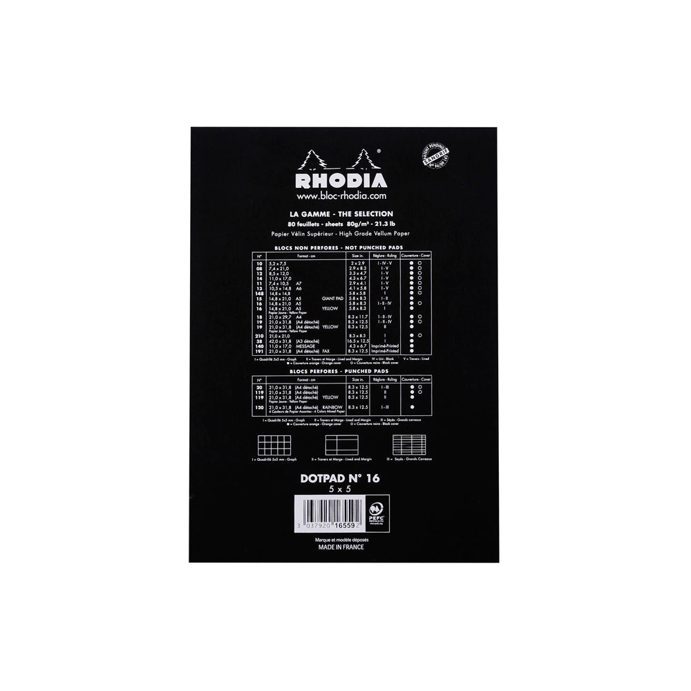 No. 16 Head Stapled Notepad A5 Dot Grid Black