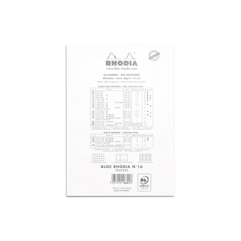 No. 16 Head Stapled Notepad A5 Lined with Margin White