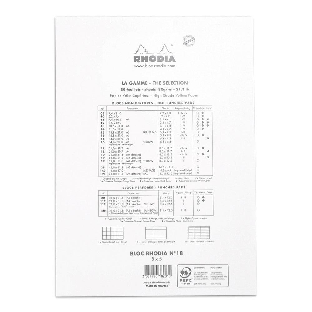 No. 18 Head Stapled Notepad A4 Grid White