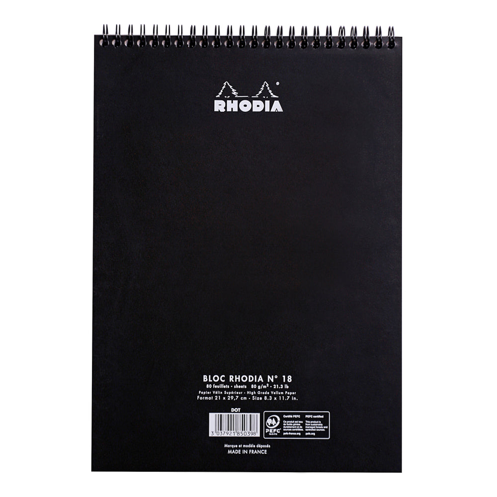 Wirebound Notepad A4 Dot Grid Black