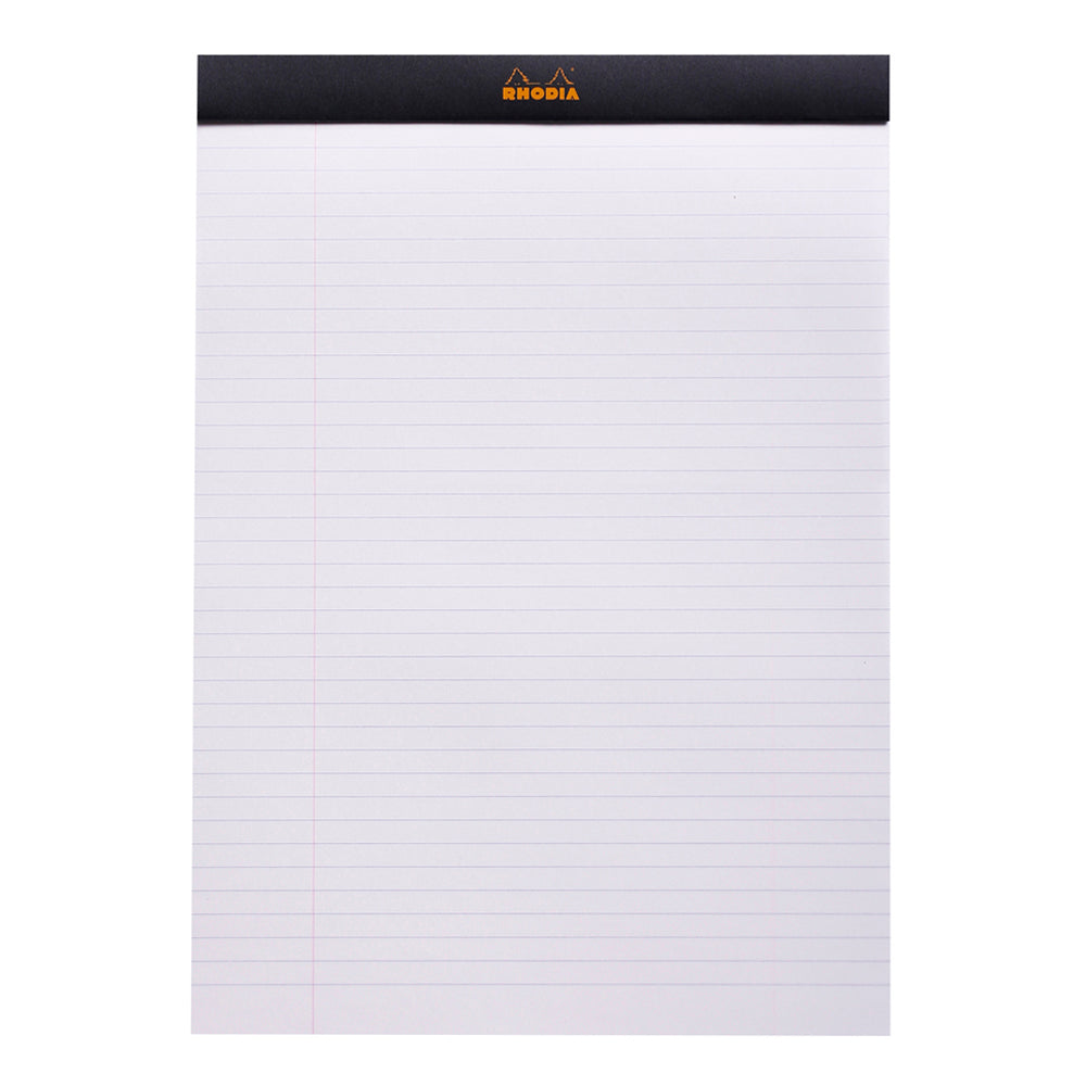 No. 18 Head Stapled Notepad A4 Lined with Margin Black