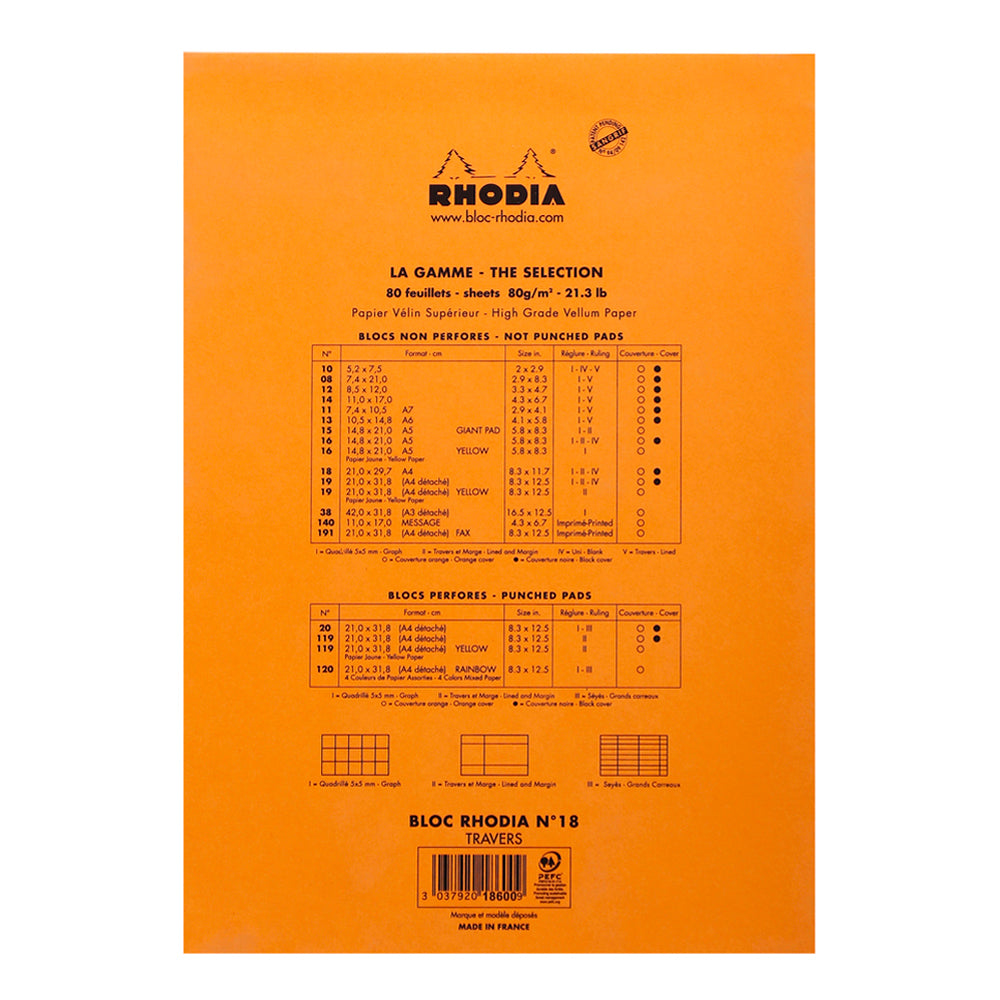 No. 18 Head Stapled Notepad A4 Lined with Margin Orange