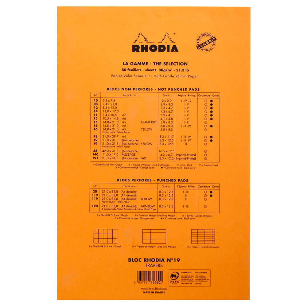 No. 19 Head Stapled Legal Pad A4+ Lined with Margin Orange