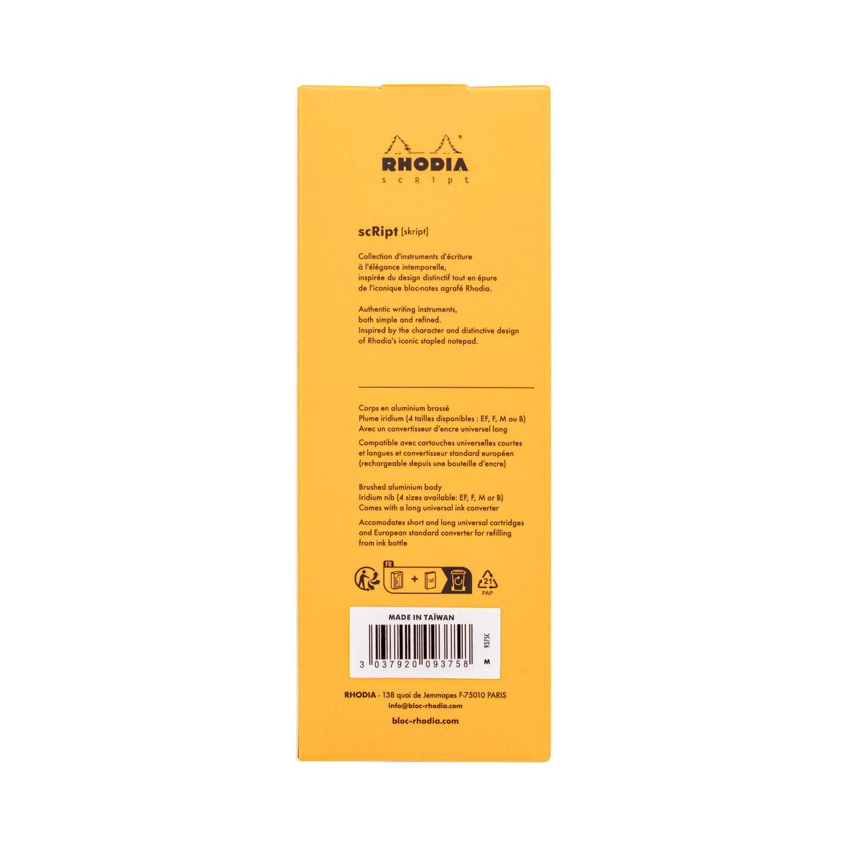 Rhodia scRipt Fountain Pen Medium Nib Orange